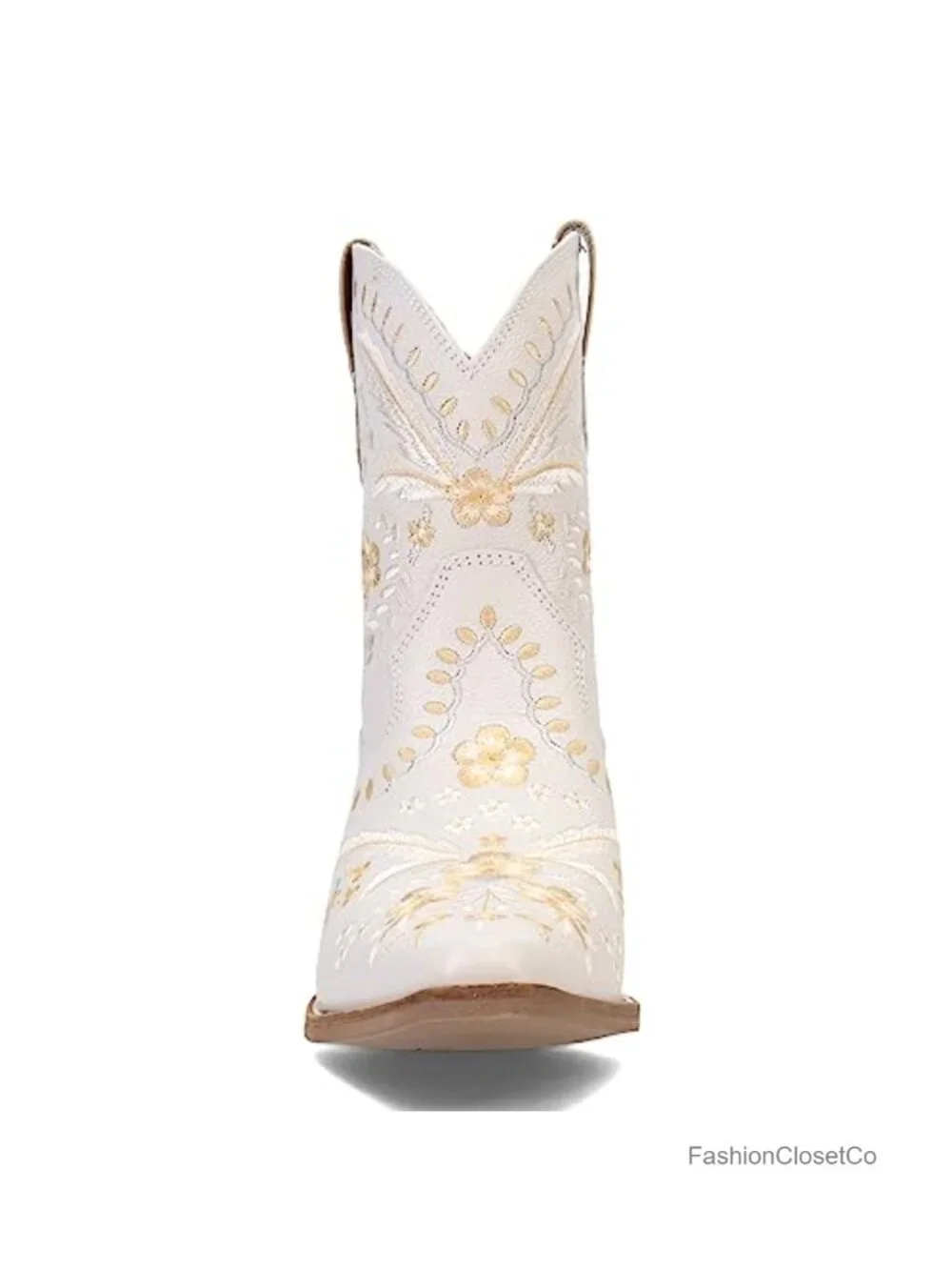 Leather Embroidered Pull-On Snip Toe Cowboy Booties